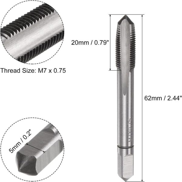 1 Pair Metric Hand Tap Set, M7 X 0.75 Taper/Bottom Thread Taps Alloy Tool Steel Screw Tap Kit Hand Threading Tapping Tools For Repair | Threading Taps Threading Taps Threading Taps