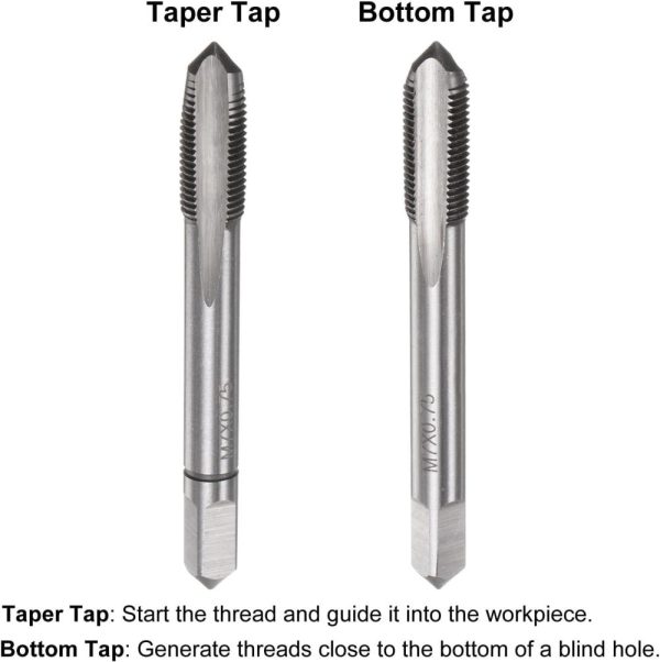 1 Pair Metric Hand Tap Set, M7 X 0.75 Taper/Bottom Thread Taps Alloy Tool Steel Screw Tap Kit Hand Threading Tapping Tools For Repair | Threading Taps Threading Taps Threading Taps