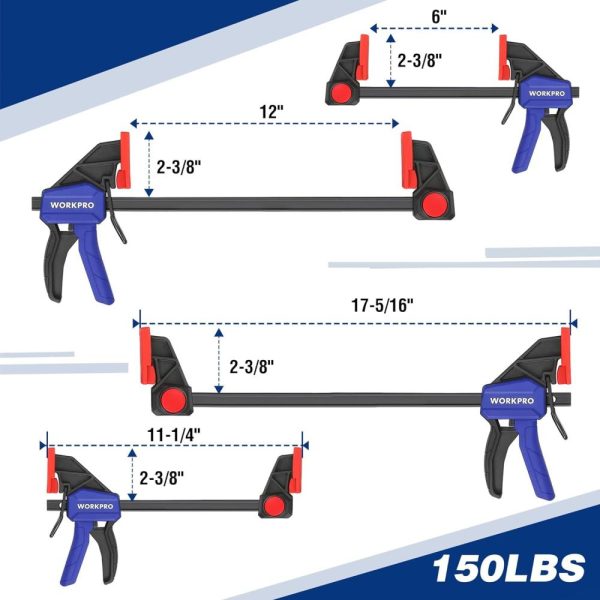 10-Pack Bar Clamps For Woodworking, 6-Inch (2) Mini & (2) Light Duty And 12-Inch (2) Wood Clamps & 1-Inch (4) Spring Clamps, F Clamps With 50/150 Lbs Load Limited | Clamps Clamps Clamps