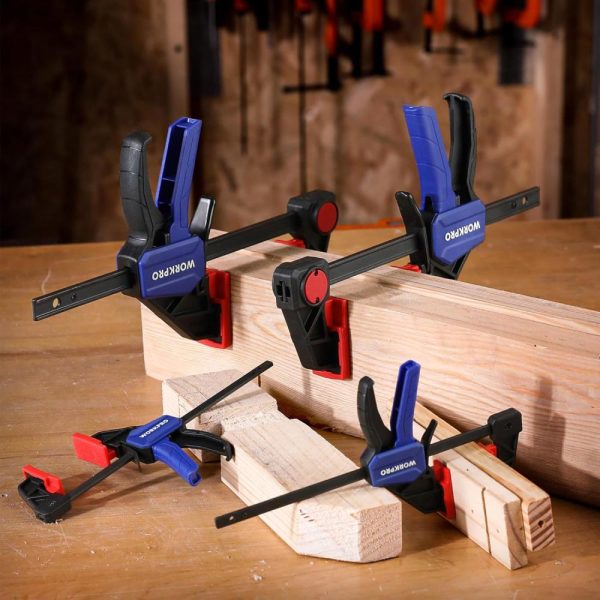 10-Pack Bar Clamps For Woodworking, 6-Inch (2) Mini & (2) Light Duty And 12-Inch (2) Wood Clamps & 1-Inch (4) Spring Clamps, F Clamps With 50/150 Lbs Load Limited | Clamps Clamps Clamps