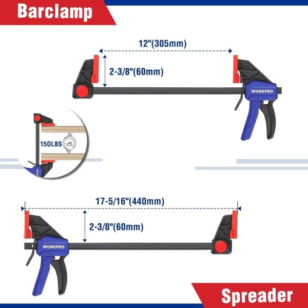 10-Pack Clamps For Woodworking, 12" & 6" Bar Clamps, 2 Quick-Release Ratcheting Wood Clamps And 4 Spring Clamps, Light Duty F Clamps/Spreader 150 Lbs Load Limit | Clamps Clamps Clamps