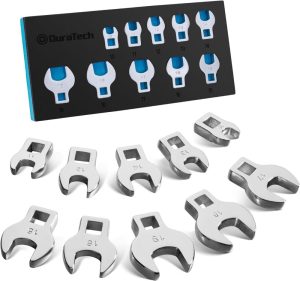 10-Piece 3/8" Drive Crowfoot Wrench Set, Open End Wrench Set, Metric, 10-19Mm, Cr-V Steel, With Eva Foam Tool Organizer | Open-End Wrenches Open-End Wrenches Open-End Wrenches