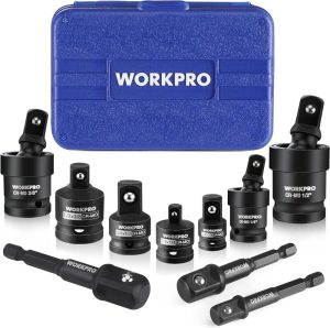 10 Pieces Impact Socket Adapter Set With Case, Includes 4Pc Adapter And Reducer Set, 3Pc Universal Joint Socket Set And 3Pc Drill Adapter, 1/4" 3/8" 1/2" | Socket Sets Socket Sets Socket Sets