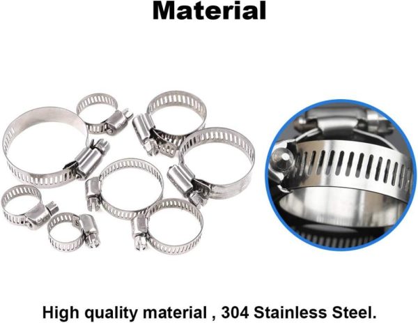 100Pcs Adjustable 8-44Mm Range 304 Stainless Steel Worm Gear Hose Clamps Assortment Kit, Fuel Line Clamp For Water Pipe, Plumbing, Automotive And Mechanical Application (Hose Clamp Kit) | Clamps Clamps Clamps