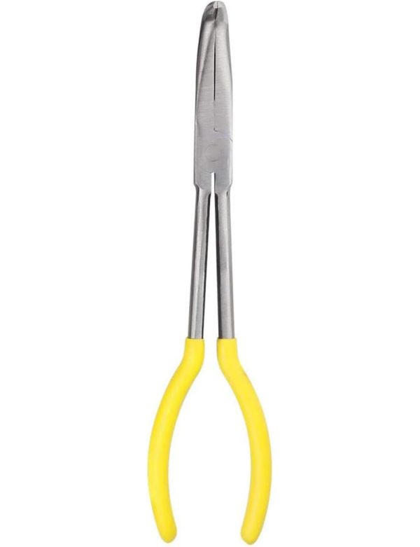 11 Inch Long Reach Long Nose Pliers | Designed For Mechanics, Technicians, And Contractors | Work With Delicate Or Difficult-To-Reach Pieces | Milled-Jaws | Steel "90° Degree Bent Nose Plier | Needle-Nose Pliers Needle-Nose Pliers Needle-Nose Pliers