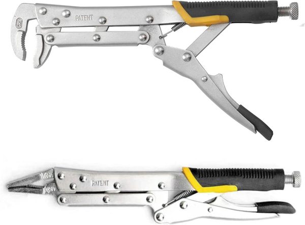 12 Inch Extended Long Locking Vise Grip Pliers Set, Straight Head / 80 Degrees Head Needle Nose Pliers Set, Fast Release Design, Crv Steel | Vise Grips & Locking Pliers Pliers Slip-Joint Pliers