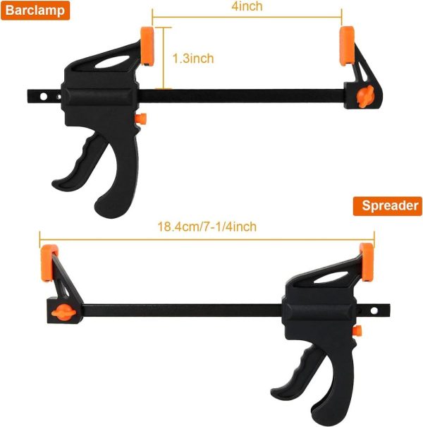 12 Pack 4 Inch Bar Clamps For Woodworking Quick Grip Clamps Trigger Clamp One Handed Ratchet Clamp, Mini Small Bar Clamps For Craft Wood Clamps For Gluing | Clamps Clamps Clamps