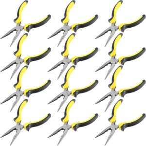 12 Pack 6 Inches Needle Nose Pliers With Wire Cutter And Spring, Non-Slip And Comfortable Handle Design For Bending Wire, Handcraft, Electronic Product Repair | Needle-Nose Pliers Needle-Nose Pliers Needle-Nose Pliers