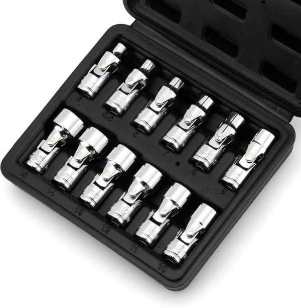 12-Piece 1/4-Inch Drive Metric Universal Joint Socket Set, Swivel Socket Set, 6-Point, 5Mm To 15Mm, Cr-V, Universal Flex Socket For Easier Access To Tight Spaces | Socket Sets Socket Sets Socket Sets