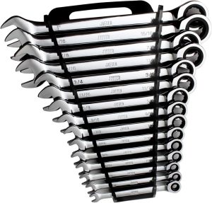 15Pc 90-Tooth Ratcheting Wrenches Master Set – Our Largest Sae With Wrench Rack Organizer – Our Standard In Safety For Combination Wrench Sets From Gear To Tip | Combination Wrenches Box Wrenches Box Wrenches