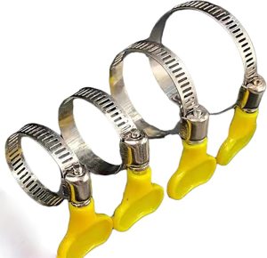 16-Pack Mixed Pack Yellow Stainless Steel Hose Clamps, Adjustable Thumb Screw Key Type Clamps, (8-12Mm, 13-19Mm, 18-32Mm,32-44Mm) Size 4Pcs Each | Clamps Clamps Clamps