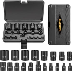 19-Piece External Torx Plus Socket Set, Ultimate Star Socket Set, 6 Point Ep Socket 1/2” 3/8” 1/4” Dr Ep4-Ep32,5 Point Ep Socket 1/2” Ep8.8 Dr E-Torx Plus Set, Compatible With Tesla | Individual Drive Sockets Individual Drive Sockets Individual Drive Sockets