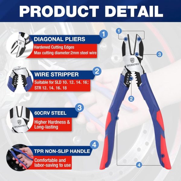 2-In-1 Diagonal Cutting Pliers With Wire Stripper, 7.5 Inch Crv Steel Wire Cutters With Comfort Grip Handles, Heavy Duty Side-Cutting Pliers For Electricians And Homes, Christmas Gift | Side-Cutting Pliers Pliers Side-Cutting Pliers