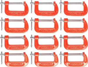 2 Inch C-Clamp, 12 Pieces C Clamps Set, 2-Inch Jaw Opening, Throat Depth 1-3/16-Inch | Clamps Clamps Clamps