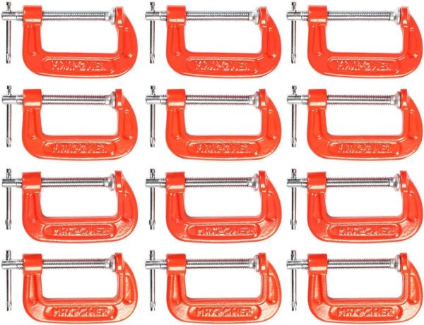 2 Inch C-Clamp, 12 Pieces C Clamps Set, 2-Inch Jaw Opening, Throat Depth 1-3/16-Inch | Clamps Clamps Clamps