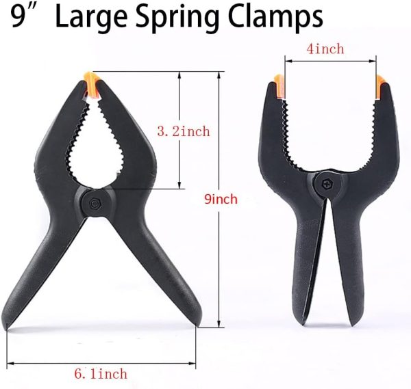 2 Pack Of 9" Large Spring Clamps Heavy Duty Nylon Muslin Woodworking Clamps Photo Studio Backdrops Backgrounds Clamps Set, The Jaws Have A Maximum Opening Of 4" | Clamps Clamps Clamps