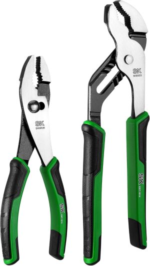 2-Piece Pliers Set, 8-Inch Slip Joint Pliers & 10-Inch Groove Joint Pliers, Premium Cr-V Construction, Ergonomic Non-Slip Handle For Comfortable Grip | Tongue-and-Groove Pliers Pliers Slip-Joint Pliers