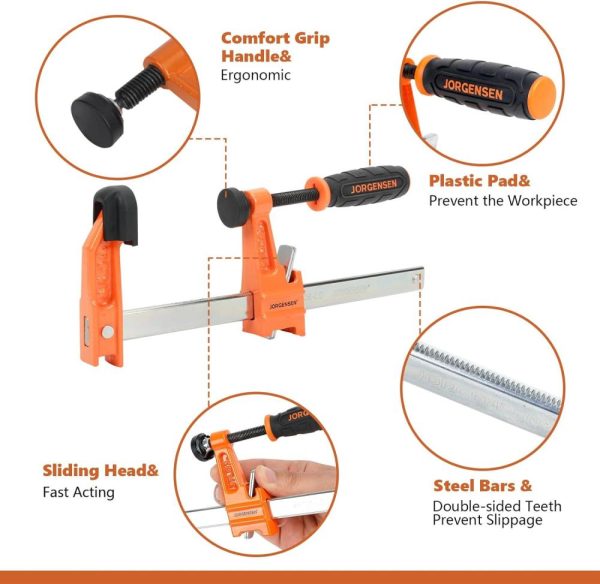 2-Piece Steel Bar Clamp Set, Light Duty F-Clamp, 8-Inch & 12-Inch | Clamps Clamps Clamps