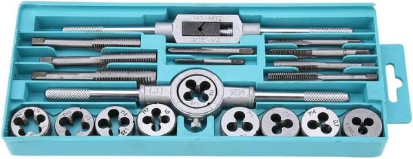 20 Pcs Tap And Die Set, Metric Standard M3 To M12, Threading Tool Set For Cutting External And Internal Threads With Wrench Handle, Storage Box | Tap & Die Sets Tap & Die Sets Tap & Die Sets