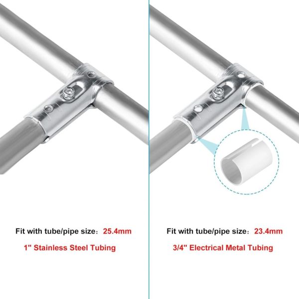 20 Sets T Pipe Clamp Connector Chain Link Fence Clamp, Steel Tee End Rails Clamps, Fit For Od 25.4 Mm Stainless Steel Pipe, And Fit For 3/4" Electrical-Metallic Tubing With Pe Adapter Shims | Clamps Clamps Clamps