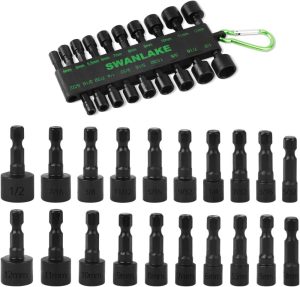 20Pcs Power Nut Driver Set For Impact Drill, 1/4" Hex Head Drill Bit Set Sae And Metric | Nut Drivers Nut Drivers Nut Drivers