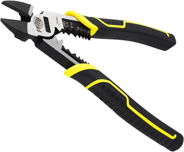 3 In 1 Multifunction Wire Cutters Heavy Duty,8 Inch Linemans Pliers Diagonal Cutting Pliers, Wire Stripper,Flush Cutters Chrome Vanadium Steel Forged | Side-Cutting Pliers Pliers Side-Cutting Pliers