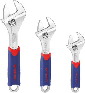 3-Piece Adjustable Wrench Set Cr-V With Rubberized Anti-Slip Grips 6-Inch, 8-Inch, 10-Inch | Adjustable Wrenches Adjustable Wrenches Adjustable Wrenches