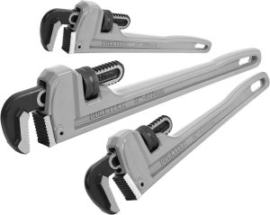 3-Piece Heavy Duty Aluminum Straight Pipe Wrench Set, 10", 14", 18", Adjustable Plumbing Wrench Set, Drop Forged, Exceed Ggg Standard | Pipe Wrenches Pipe Wrenches Pipe Wrenches