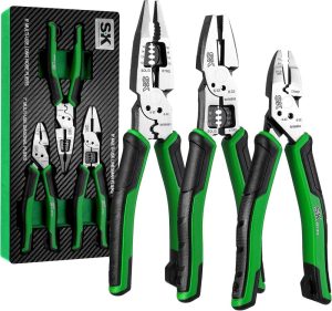 3-Piece Pliers Set, 8-Inch Multi-Use Noodle Nose Pliers, 7-Inch Multi-Use Diagonal Pliers And 8-Inch Multi-Use Linesman Pliers, Cr-V Construction, Non-Slip Handle, With Eva Foam Tool Organizer | Slip-Joint Pliers Pliers Slip-Joint Pliers