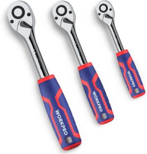 3-Piece Ratchet Set, 1/4", 3/8", 1/2" Quick-Release Reversible 72-Tooth Drive Socket Wrench | Socket Wrenches Socket Wrenches Socket Wrenches