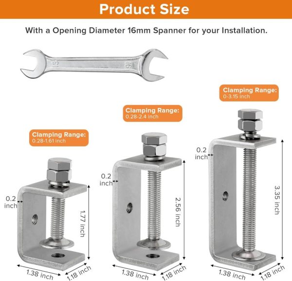 304 Stainless Steel C Clamp,1 1/2 Inch Tiger Clamp Woodworking Clamp Heavy Duty C Clamps For Woodworking, Welding And Construction,Features Stable Wide Jaws And Protective Pads(2 Pcs) | Clamps Clamps Clamps