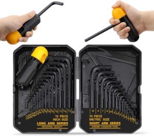 31-Piece Hex Key Set – Allen Wrench Set, Sae And Metric Allen Keys Mm(0.7Mm-10Mm) Sae(0.028"-3/8) Heat-Treated, Torque Handle, High Leverage, Long & Short Keys, Easy Organization | Hex Keys Hex Keys Hex Keys