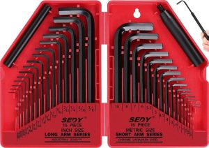 32-Piece Hex Key Wrench Set, Metric And Sae Allen Wrenches (0.028-3/8 Inch, 0.7-10 Mm) L Shape Allen Keys, Chrome Vanadium Steelwith 2X Extension Handle | Hex Keys Hex Keys Hex Keys