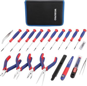 33Pcs Precision Repair Tool Set Includes Pliers Set, Screwdrivers Set, Craft & Utility Knife, Tweezers, Electronic Repair Tool Kit With Pouch For Laptops, Phones, Computer & Gaming Accessories | Screwdriver Sets Screwdriver Sets Screwdriver Sets