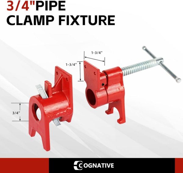 3/4" 2-Pack Pipe Clamp For Woodworking Heavy Duty Cast Iron Quick Release Pipe Clamps With Stand Home Improvement, Workshop And Construction Site | Clamps Clamps Clamps