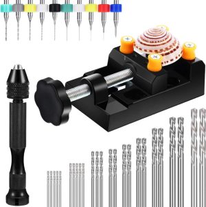 37 Pieces Hand Drill Tool Set, Pin Vise Hand Drill, Miniature Drill Mini Twist Drill Bit, Bench Vice For Craft Carving Resin Diy Jewelry Making(0.3-1.2 Mm Pcb Drill) | Vises Vises Vises