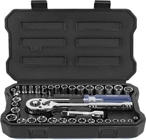 39-Piece Drive Socket Set 1/4”3/8”, Cr-V Metric And Imperial Sockets With Quick-Release Ratchet Wrench, Compact Sockets Set For Car Repair | Socket Wrenches Socket & Socket Wrench Sets Socket & Socket Wrench Sets