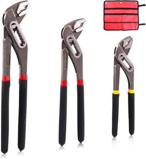 3Pcs Heavy Duty Adjustable Water Pump Pliers Set Quick Release Groove Slip Joint Pliers V Jaws Pliers Comfortable Hand Feel 8-Inch, 10-Inch And 12-Inch For Plumbing, Basic Home Repair | Slip-Joint Pliers Pliers Slip-Joint Pliers