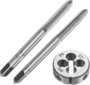 3Pcs Metric Hand Tap And Die Set, M5 X 0.8 Taper/Plug Thread Taps & Round Die, Hand Threading Tapping Tool Kit For Thread Repair | Tap & Die Sets Tap & Die Sets Tap & Die Sets