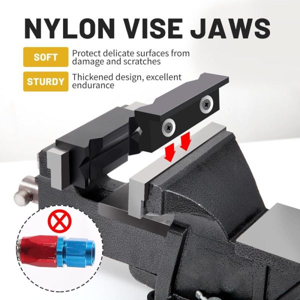 4" Nylon Vise Jaw Pad, Magnetic Reversible Pad, Soft Vice Jaws Cover, Suitable For Professional Multi-Purpose Vice Mouth Protection Plug-In Of Any Metal Desktop Vice, Black | Vises Vises Vises