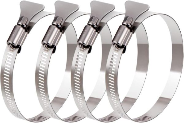 4 Pack 3 Inch Hose Clamp, Adjustable 2 1/2"-3 1/2" Diameter 304 Stainless Steel Easy Turn Thumb Screw Worm Gear Hose Clamps For Securing Hose, Dryer, Automotive And Mechanical Applications | Clamps Clamps Clamps