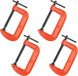 4 Pack C-Clamps Set 4 Inch Heavy Duty C Clamps With Sliding T-Bar, High Strength Malleable Iron C-Clamp For Woodworking, Welding, 2-1/4 Inch Throat Depth, Orange | Clamps Clamps Clamps