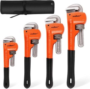 4 Pack Heavy Duty Pipe Wrench Set, Adjustable 8" 10" 12" 14" Soft Grip Plumbing Wrench Set With Storage Bag | Pipe Wrenches Pipe Wrenches Pipe Wrenches