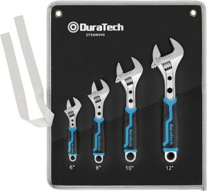 4-Piece Adjustable Wrench Set, 6-Inch, 8-Inch, 10-Inch, 12-Inch, 3-In-1 Spanner With Box End/Hex Function, Cr-V Steel, Chrome-Plated, Bi-Material Soft Grip, With Rolling Bag | Adjustable Wrenches Adjustable Wrenches Adjustable Wrenches