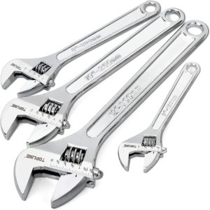 4-Piece Adjustable Wrench Set With Wide Handle, Included 12-In, 10-In, 8-In, 6-In, Adjustable Wrench Set With Measurement Scales, Perfect For Plumbing, Home And Garage Applications | Adjustable Wrenches Adjustable Wrenches Adjustable Wrenches