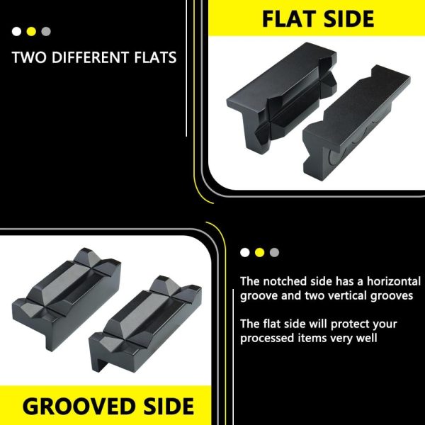 4" Vise Jaw Pads Magnetic Aluminum Vise Jaw Caps Reversible Pipe Vise An Fitting Vice Jaw Covers Professional Multipurpose Vise Protection Inserts (Black) | Vises Vises Vises