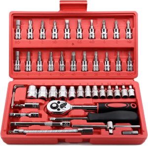 46 Pieces 1/4 Inch Drive Socket Ratchet Wrench Set, With Bit Socket Set Metric And Extension Bar For Auto Repairing And Household, With Storage Case | Socket & Socket Wrench Sets Socket & Socket Wrench Sets Socket & Socket Wrench Sets