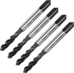 4Pcs Spiral Flute Thread Taps, M5 X 0.8 Nitride Coated Metric Screw Tap, Fully Ground High Speed Steel 6542 Machine Tapping Threading Tool For Machinist Thread Repair | Threading Taps Threading Taps Threading Taps