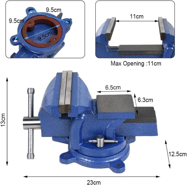 5" Heavy Duty Bench Vise With Anvil Swivel Table Top Clamp Locking Base | Vises Vises Vises