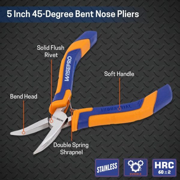 5 Inch Mini 45-Degree Bent Nose Pliers, Snipe Nose Pliers, Curved Nose Pliers For Jewelry Making, Repairing | Needle-Nose Pliers Needle-Nose Pliers Needle-Nose Pliers